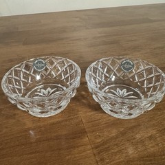LENOX Fine Lead Crystal Cut Diamond Pattern Small Candy Bowl Trinket 3.5” Set
