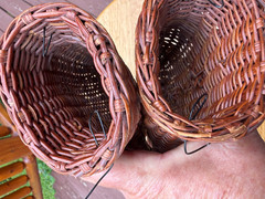VTG 1960s Brown Wicker Woven Rattan Wall Pocket Set of Two See Description