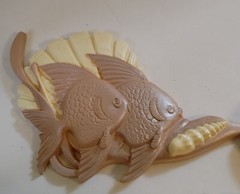 Vintage Pair Fish & Shells Burwood Wall Art Decor Hanging Bathroom 2882 Made USA