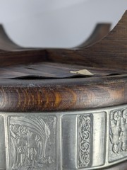 Norwegian Wooden Ale Bowl Norway Viking Vessel Trinket Candle Tray Metal Stamped