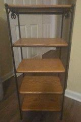 LONGABERGER WROUGHT IRON 5 TIER STAND SHELF w/ 5 WOOD SHELVES (BEAUTIFUL COND)