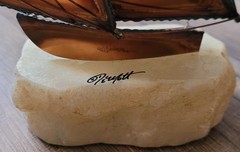 Vtg John De Mott Copper 10″ Sail Boat on Quartz Base Signed Nautical Gift