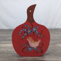 Vth Velkommen Bread Board Cutting Board Wall Hanging Norway 8×6″ Bird Floral