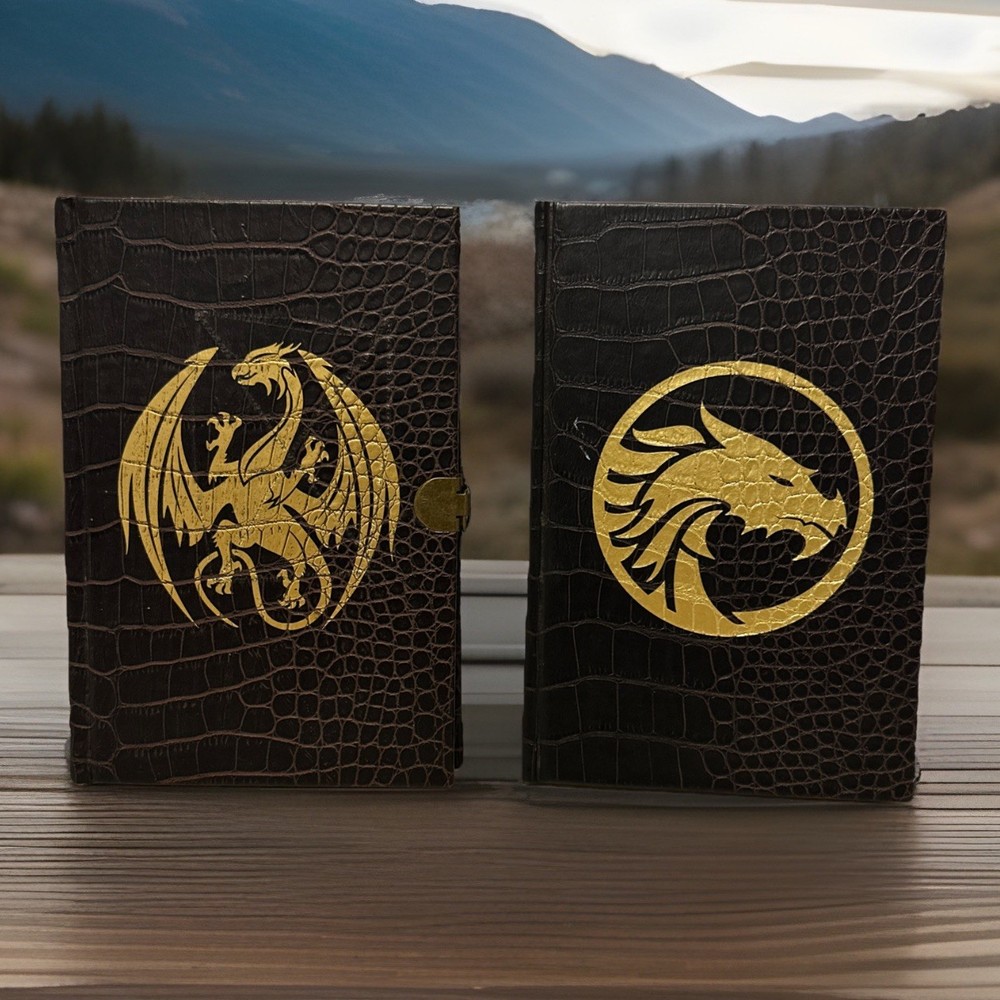 Lot Of 2 Dragon Faux Leather Scholastic Journal Diary Notebook No Locks