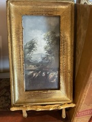 Vtg Italian Florentine Gold Gilt Framed European Landscape Print Art 4×6″