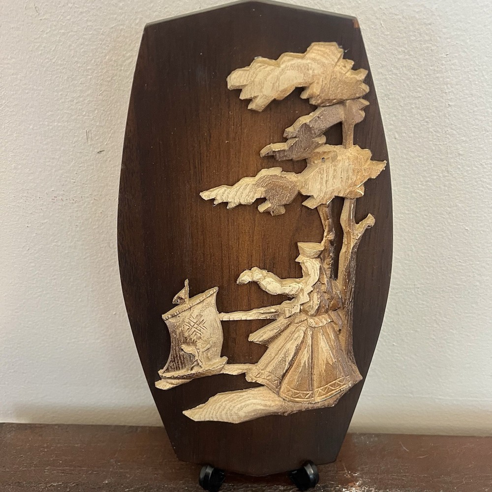 Herberts Lapins Wood Carved Plaque Latvian Folk Art Wall Decor 3D Relief