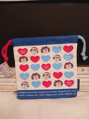 New Raggedy Ann & Andy Medium Canvas Drawstring Tote Bag Japan – 8″ x 8″ – Blue