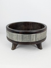 Norwegian Wooden Ale Bowl Norway Viking Vessel Trinket Candle Tray Metal Stamped
