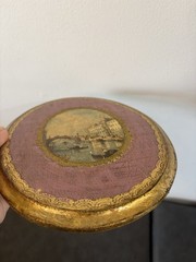 VTG Gold Gilt Italian Florentine Wood Oval Wall Picture Plaque Venice Pink Art