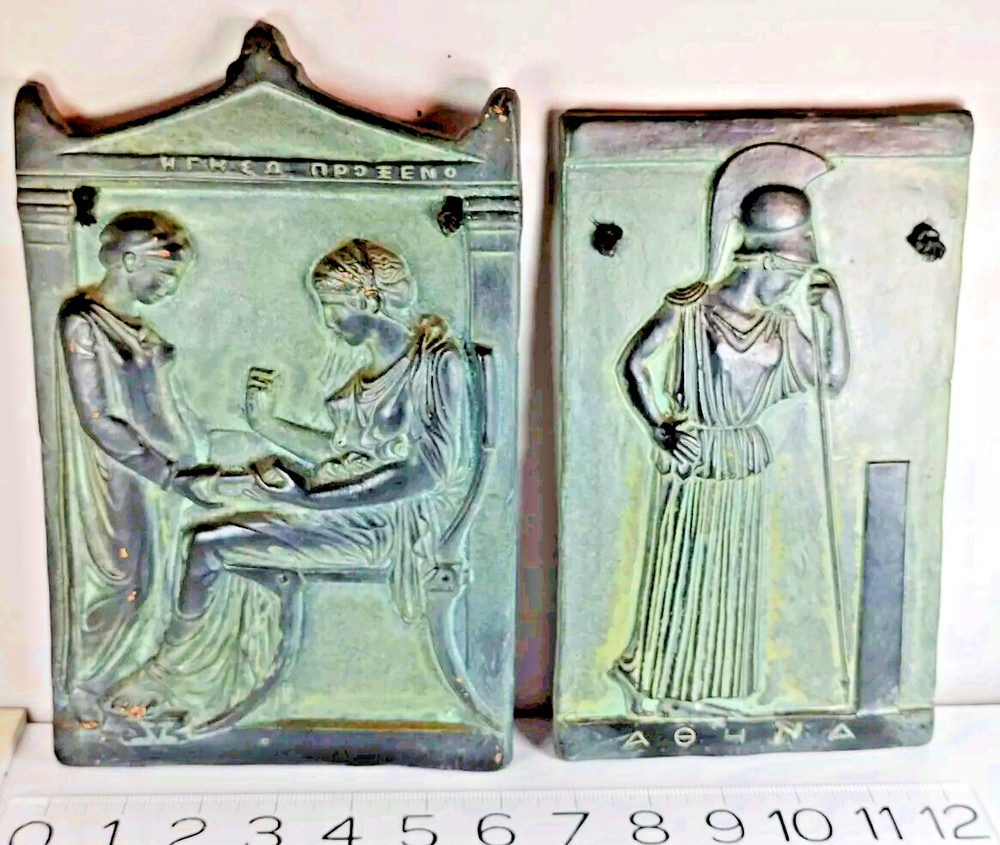 Lot Of 2 Greek Souvenirs Meditating Minerva, Igisso Proxenou See Photos