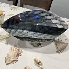 Murano seashell glass in black, gray,white and blue