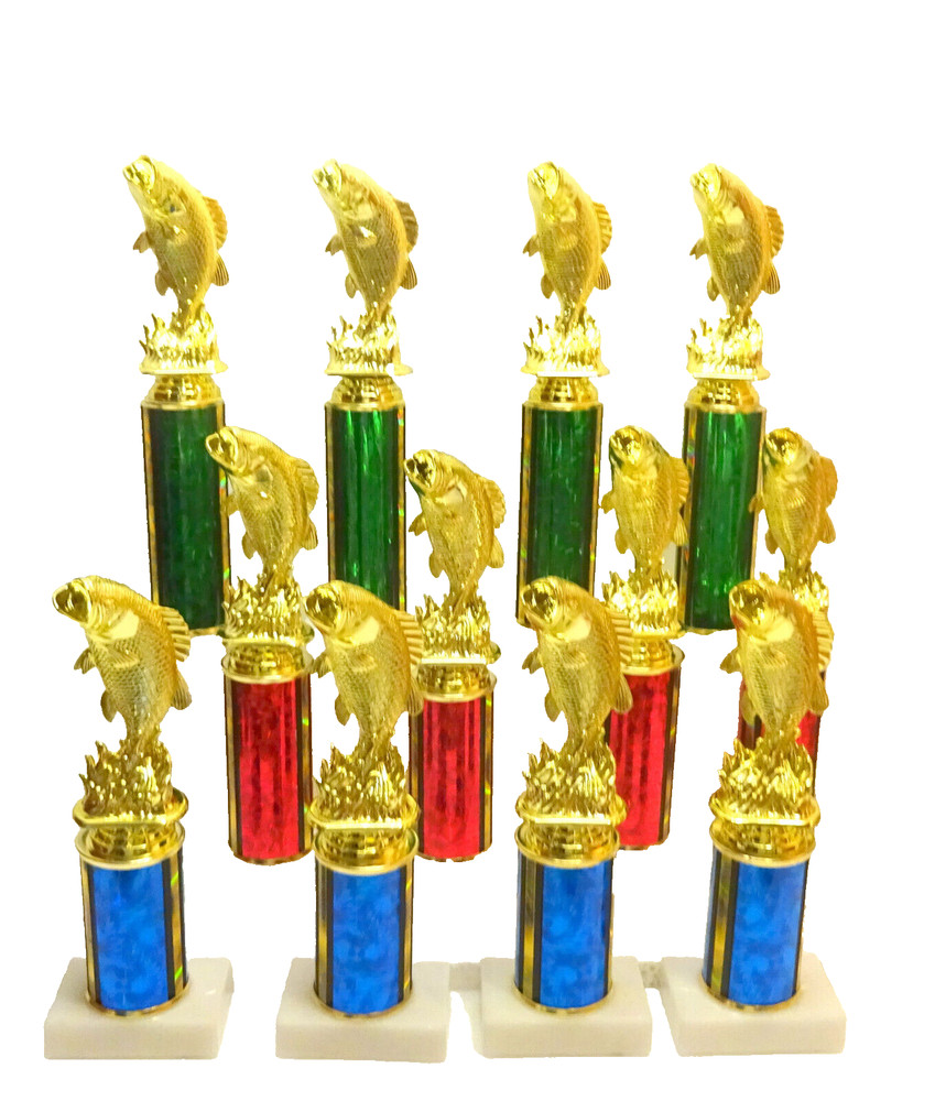 LOT OF 12 STANDING BASS TROPHIES