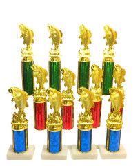 LOT OF 12 STANDING BASS TROPHIES