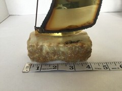 MCM Vtg Demott Brass Metal on Stone Base Sailboat Sculptures Set of 2 Signed