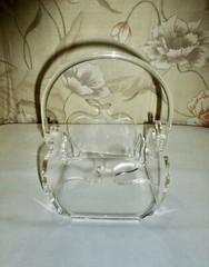 Vintage Modernist GrainWare Clear Lucite Square Apple Basket With Handle