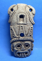 PRE-COLUMBIAN AZTEC STONE TLALOC RAIN GOD WHISTLE PENDANT