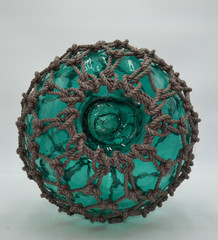 VINTAGE GLASS FISHING FLOAT IN TURQUOISE