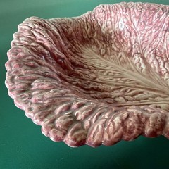 Medium Fitz & Floyd FF Pink Lettuce/Cabbage Leaf Serving Bowl