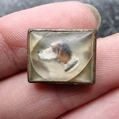 Painted Dog Cufflink Essex Crystal / Reverse Intaglio Metal Detecting Find
