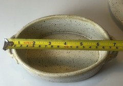 Parsley Pottery Cream Speckled Oval Dish with Lid