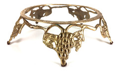 Brass Plant Stand Footed Flower Pot Riser Ornate Grapevine Motif Bowl Base VTG
