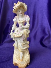 VTG Bisque Edwardian Lady Figurine – Fern Importation- Hand Painted-Japan