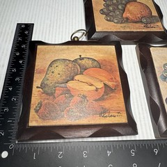 Vintage 1970s Homco Home Interior Wood Fruit Plaques Set Of 3