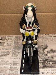 VTG Enesco Harley Davidson Motorcycle Parastone Cow Bull Holsteins Statue