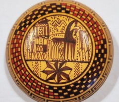 Hand Made In Greece 800 BC Copy Reproduction Geometric Clay Pottery Trinket Box