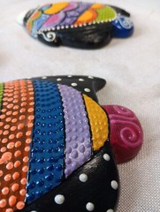 Brazilian Painted Decorative Fish Wall Hangings From JERIARTE of Brazil Set Of 3