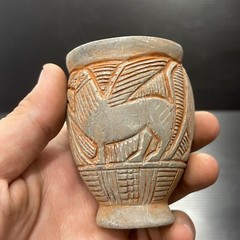 Unique Ancient Near Eastern Chlorite Stone Cup/Vase With Scene All Round