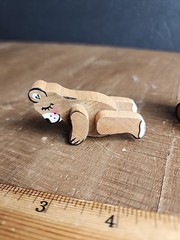 Small Mini Vintage Wooden Bears Miniature 2” Unbranded Hand Painted Lot Of 2