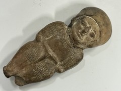 RARE PRE-COLUMBIAN ENGRAVED HUMAN EFFIGY OCARINA / WHISTLE FOUND IN ECUADOR