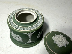 RARE – LATE 19TH CENTURY- WEDGWOOD SAGE GREEN JASPERWARE – INK WELL – CLASSICAL