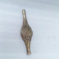 Vintage Decorative Metal Appliqué Watch Shape Brass Ornament Unknown Age