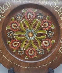 Vintage Hand Painted Berggren Norwegian Swedish Rosemaling Wall Hanging 12in