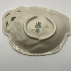 Belleek Woman Playing Harp Porcelain Dish