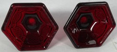 Set of 2 Vintage Avon 1876 Cape Cod Ruby Red Collection Hexagon Candle Holders