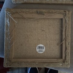 3 VTG Wine Bottle & Hotel De Paris Picture 8” X 9”on Burlap Neutral Colors
