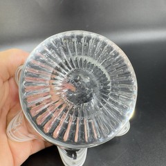 Vintage Glass Dish Bowl Clear White Ruffles Scroll Footed Base Candy Dish VTG