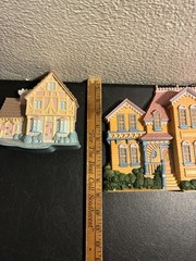 2 Burwood Products Sculpted Plastic Victorian Mansion House Wall Hangings 1980s