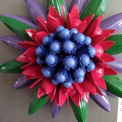 Marni Brooch Royal Blue Elegant Designer Jewelry Used 8.5cm