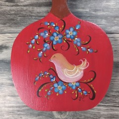 Vth Velkommen Bread Board Cutting Board Wall Hanging Norway 8×6″ Bird Floral