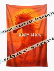Fire Horse Spirit Tapestry 3D relief look Wall Art fantasy decor 39X59 in