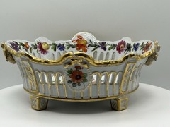 Antique Von Schierholz Reticulated Porcelain Basket Bowl Germany 1907-1927