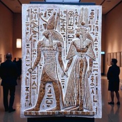 Ancient Egyptian Horus and Cleopatra Wall Relief Art Panel Pharaonic Antiquities