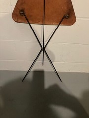 RARE Antique Art Deco 21″ 3-Legged Folding Stool Chair Minimalist Triangle Seat