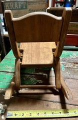 Vintage Doll Wooden Folding Rocking Chair w/ Apples