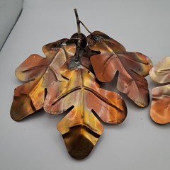 Brass Tone Oak Leaves Set with 3 Wood Acorns Home Interiors HOMCO Fall Autumn