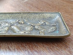 Small Brass Trinket dish *See, Speak, Hear No Evil Monkeys*◾Enamel Ireland Mark